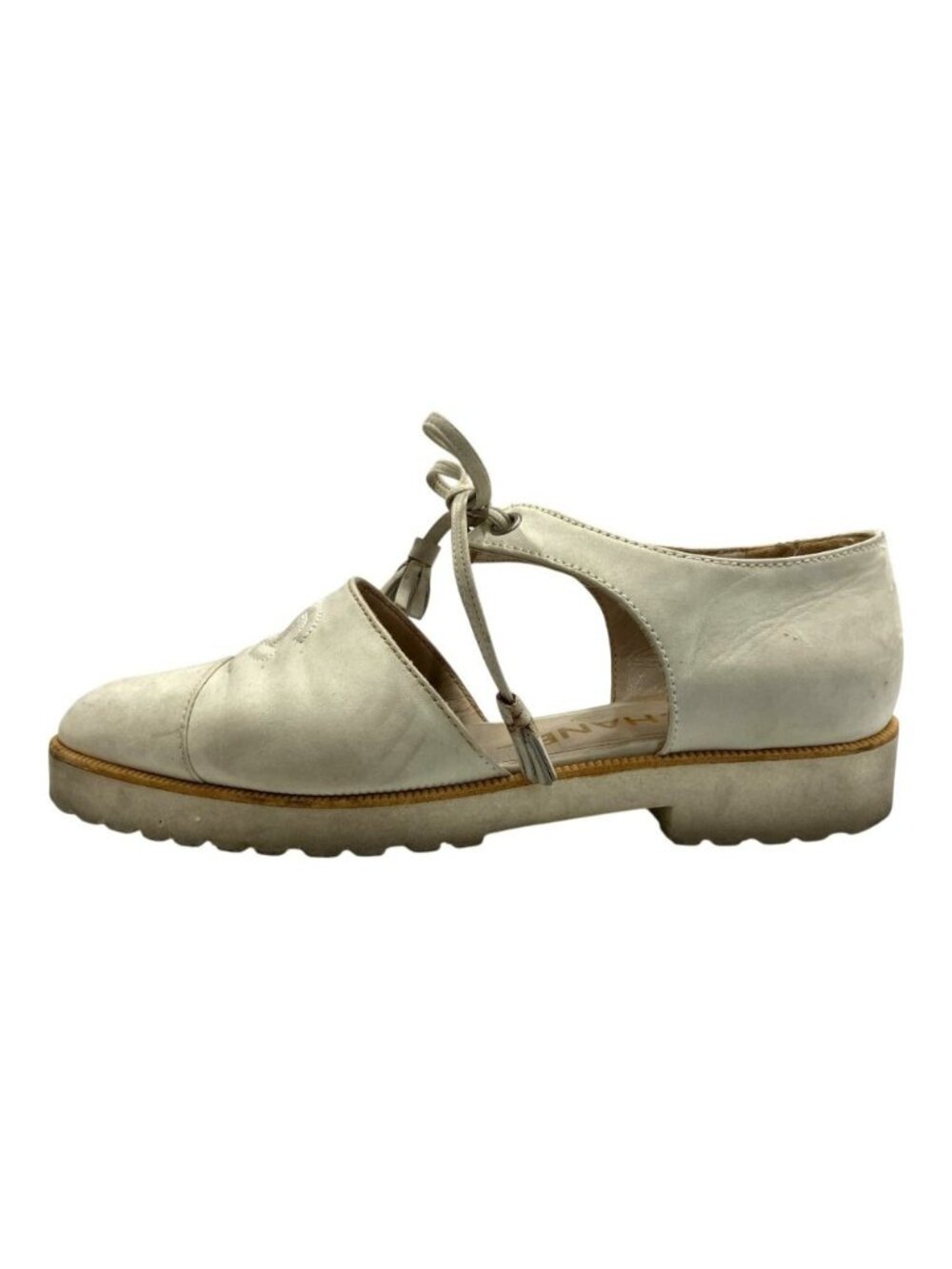 Chanel Ankle Strap Sandals Pumps Off White